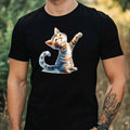 Mens Yoga Cat Print Cotton T-Shirt Size XS to 5XL