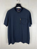 Eddie Bauer Shirt Men Extra Large Blue Crew Neck Short Sleeve Zip Pocket Stretch