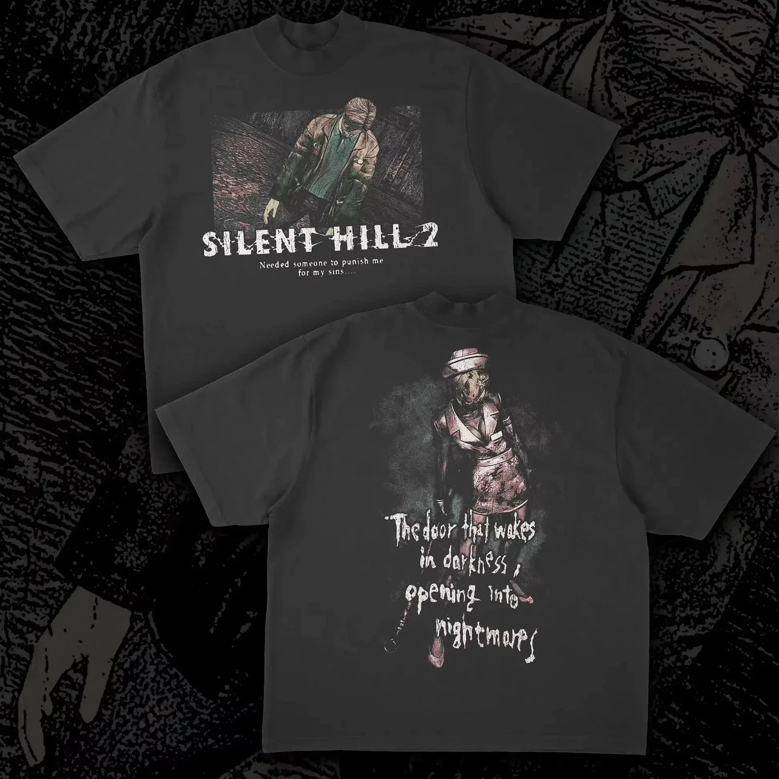 Silent Hill Cotton Graphic T Shirt Black Horror Game Streetwear Unisex gothic