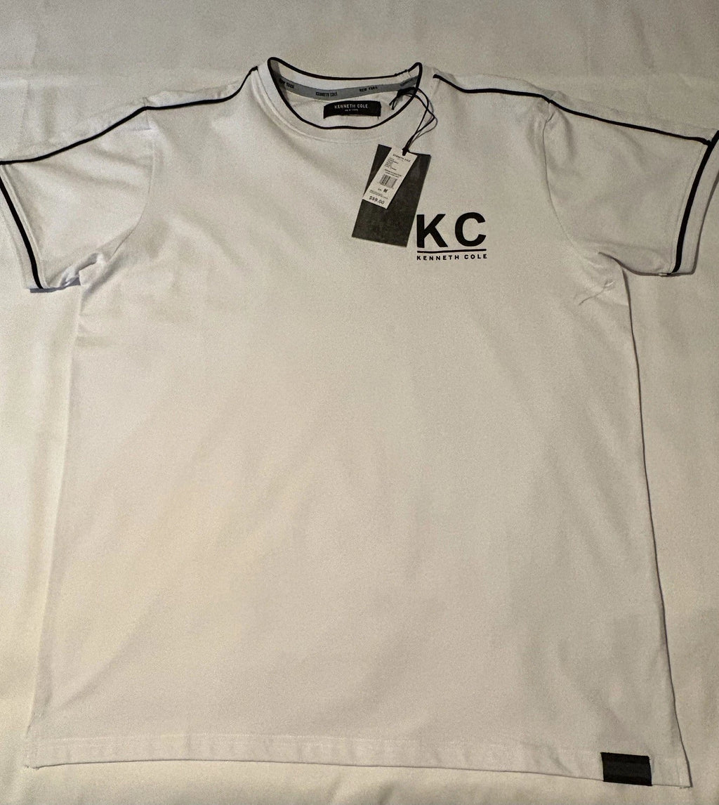 Kenneth Cole Men's City Dweller Logo T-Shirt Crew Neck Cotton Black White Short…