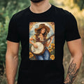 Mens Cowgirl Plays Banjo Theme Cotton T-Shirt Size XS to 5XL