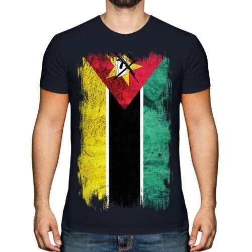 Mozambique Grunge Flag Men T-Shirt Mozambique Football Mozambican Shirt
