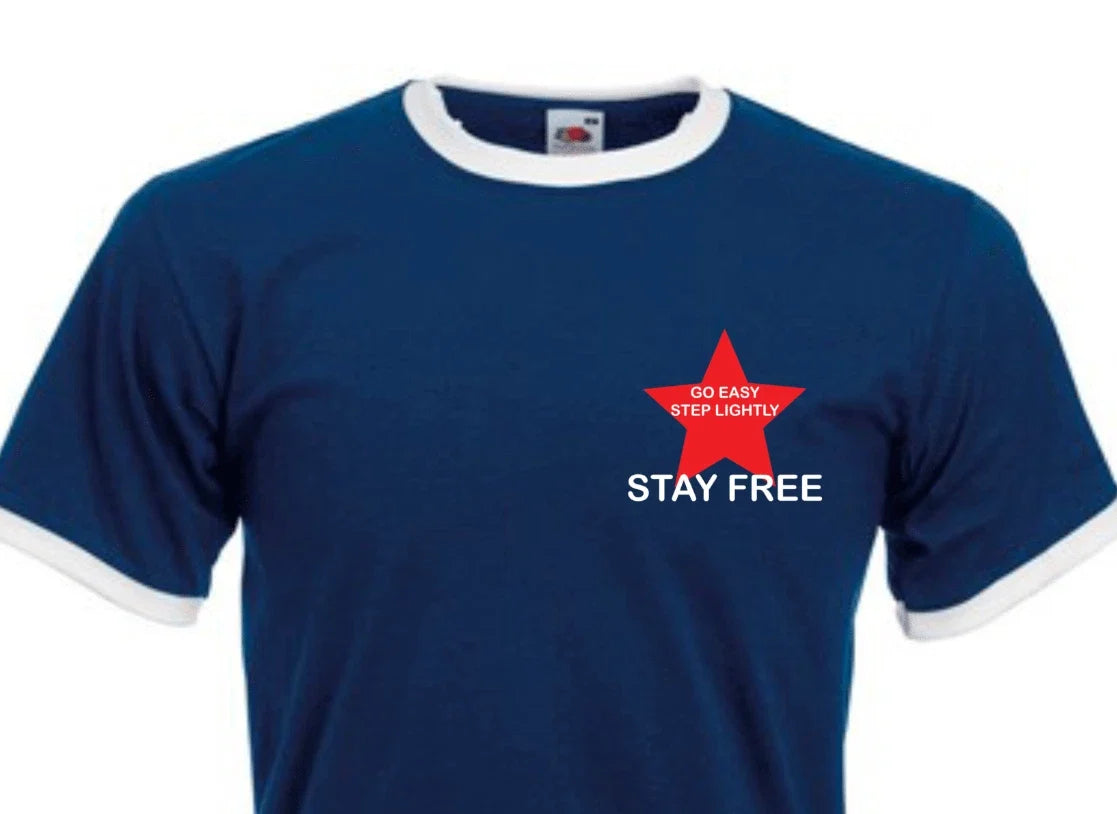 Stay free t shirt the clash Joe Strummer. old skool punk cotton ringer