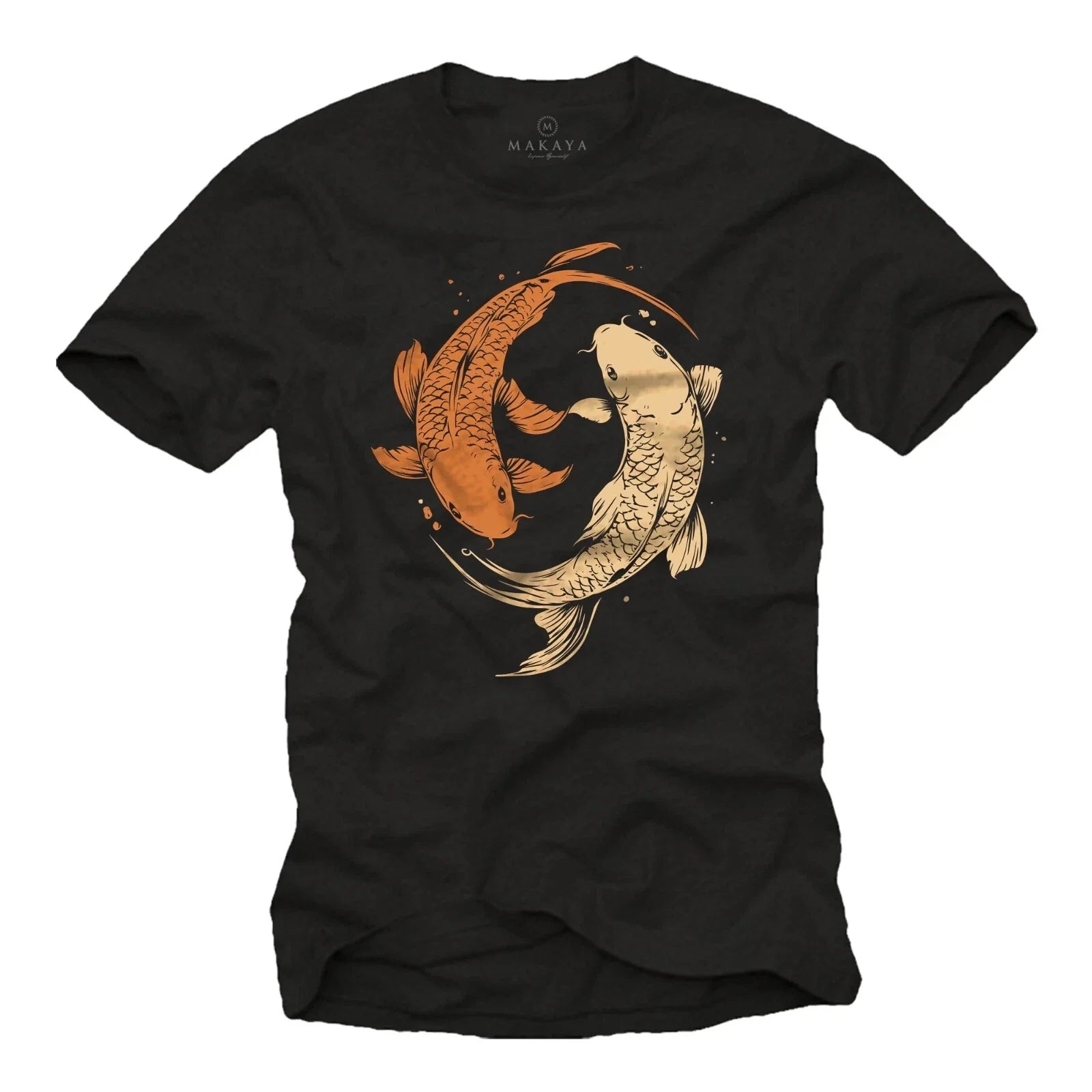 Mens T-Shirt Yin Yang Motif Buddha Koi Fish Gifts For Anglers Size S-5XL