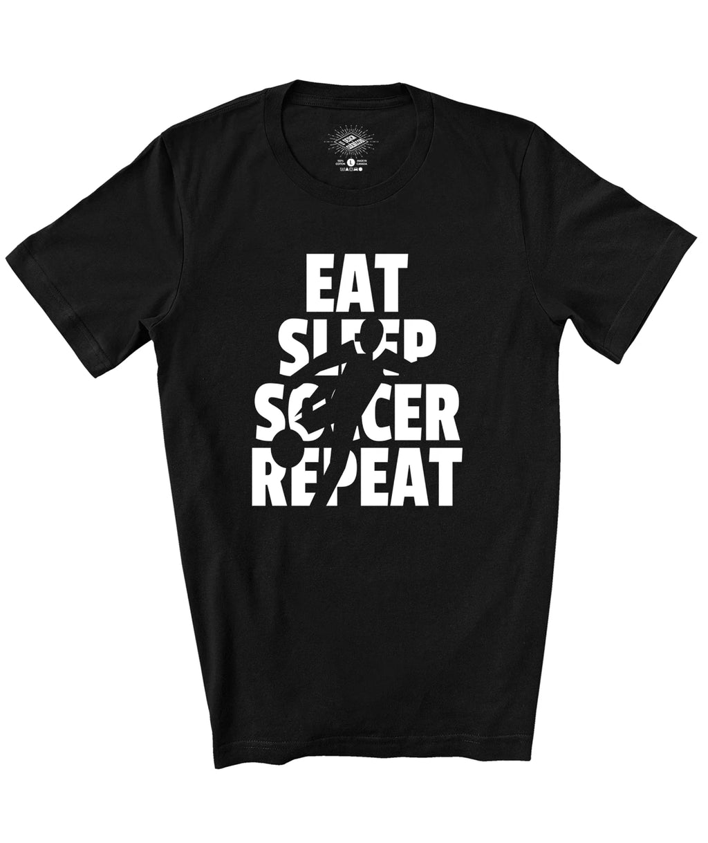 Eat Sleep Soccer Repeat T-Shirt - Funny Men & Women Soccer Fan Tee Shirt