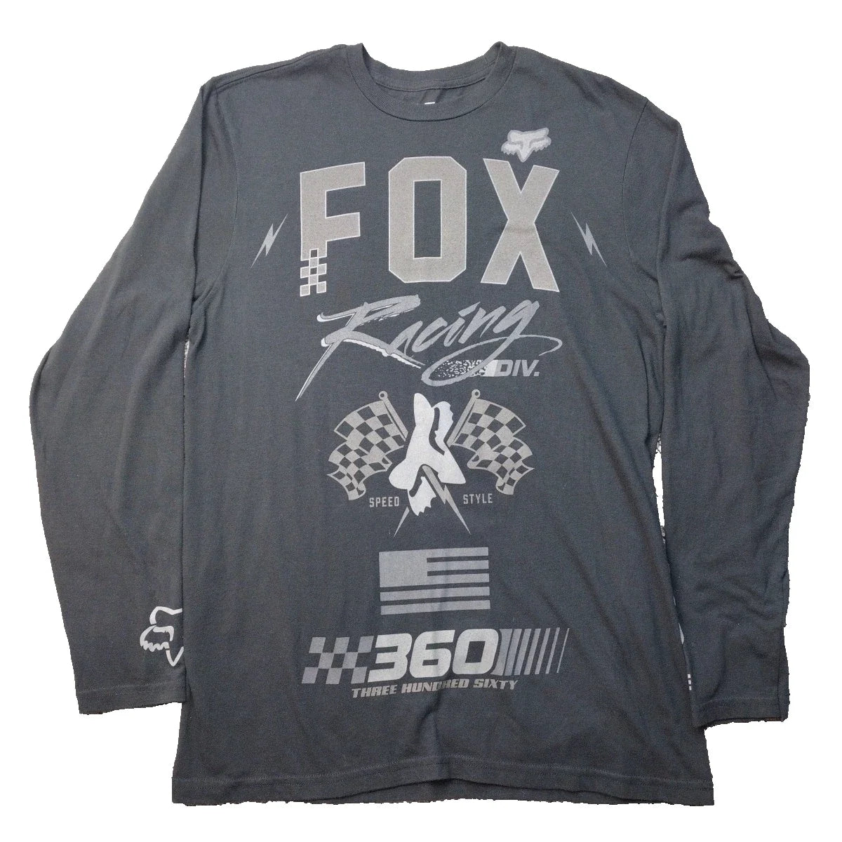 Fox Racing Long Sleeve 360 DBL Sided T Shirt Men’s M Motocross Hellfire Grunge