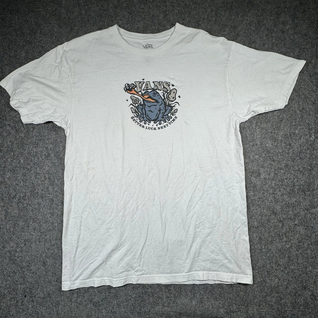 Vans T-Shirt Men’s L White “Better Luck Next Time” Frog Graphic Skate Streetwear