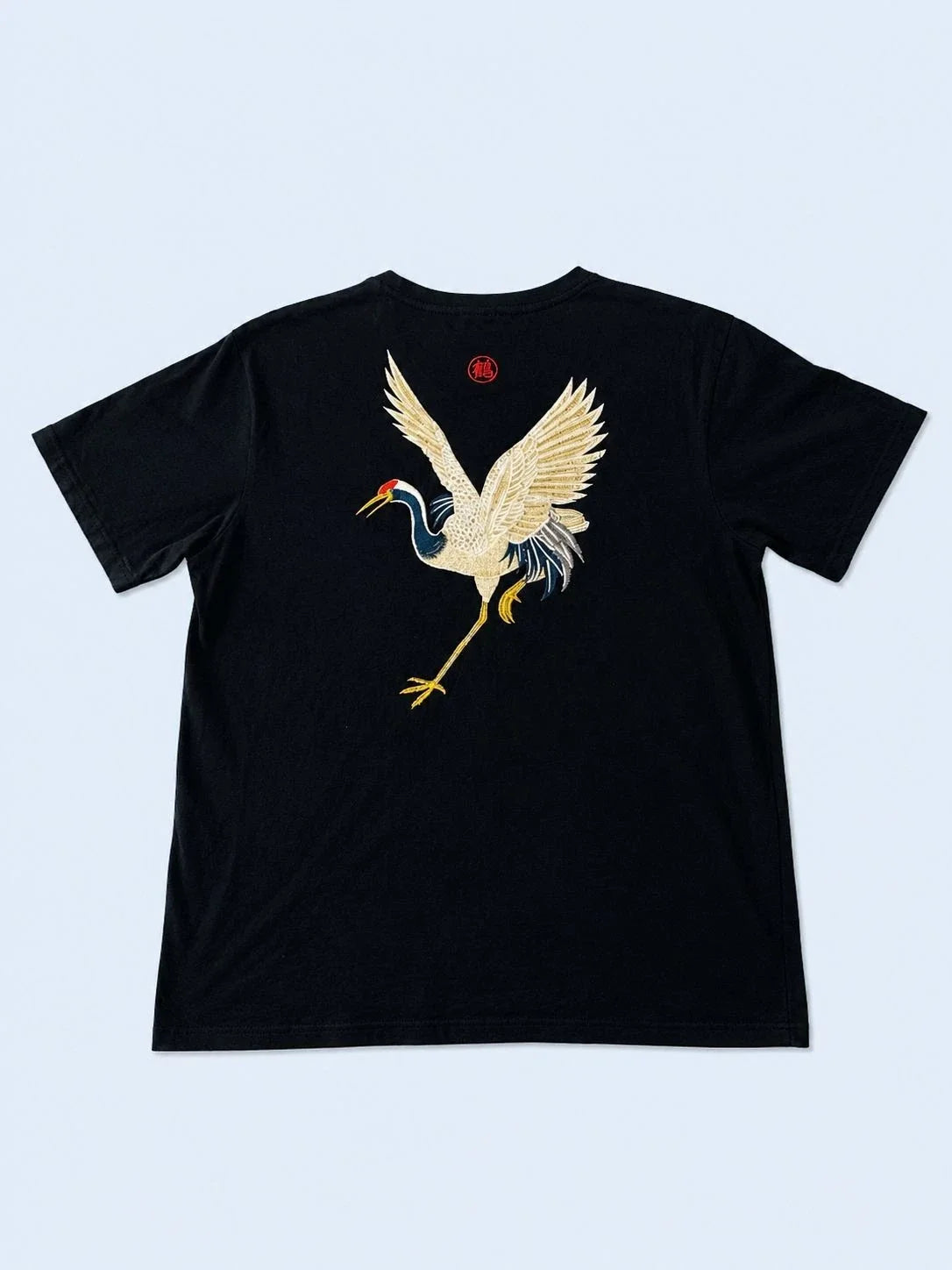 Jiepaiyieu Crane Embroidery Graphic Tshirt Oversized fit Japanese streetwear