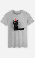 Men's Short Sleeve CHRISTMAS CAT T-Shirt Gray
