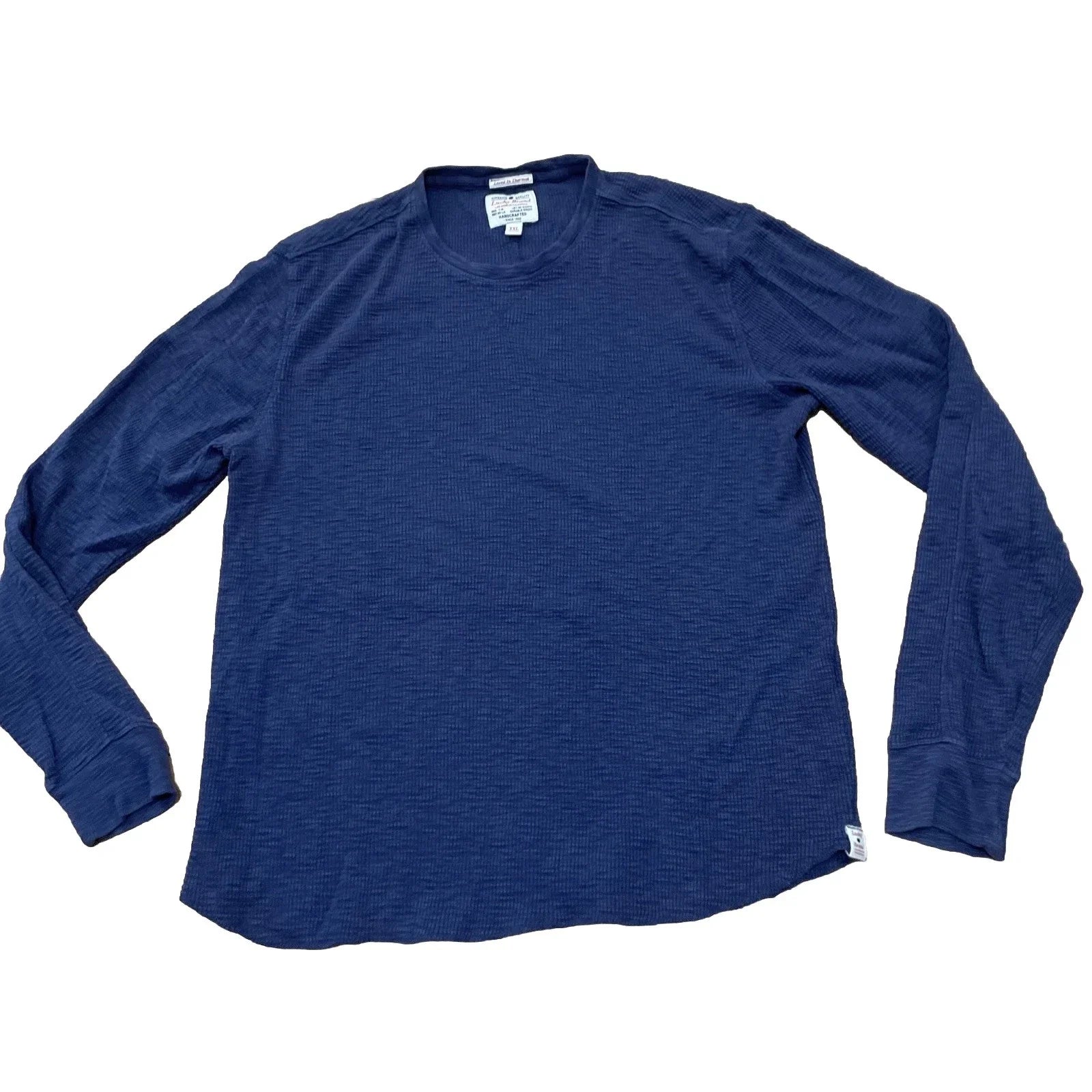 Lucky Brand Lived In Thermal Men XXL Blue Texture Knit Beach Boho Skate Surf 2XL
