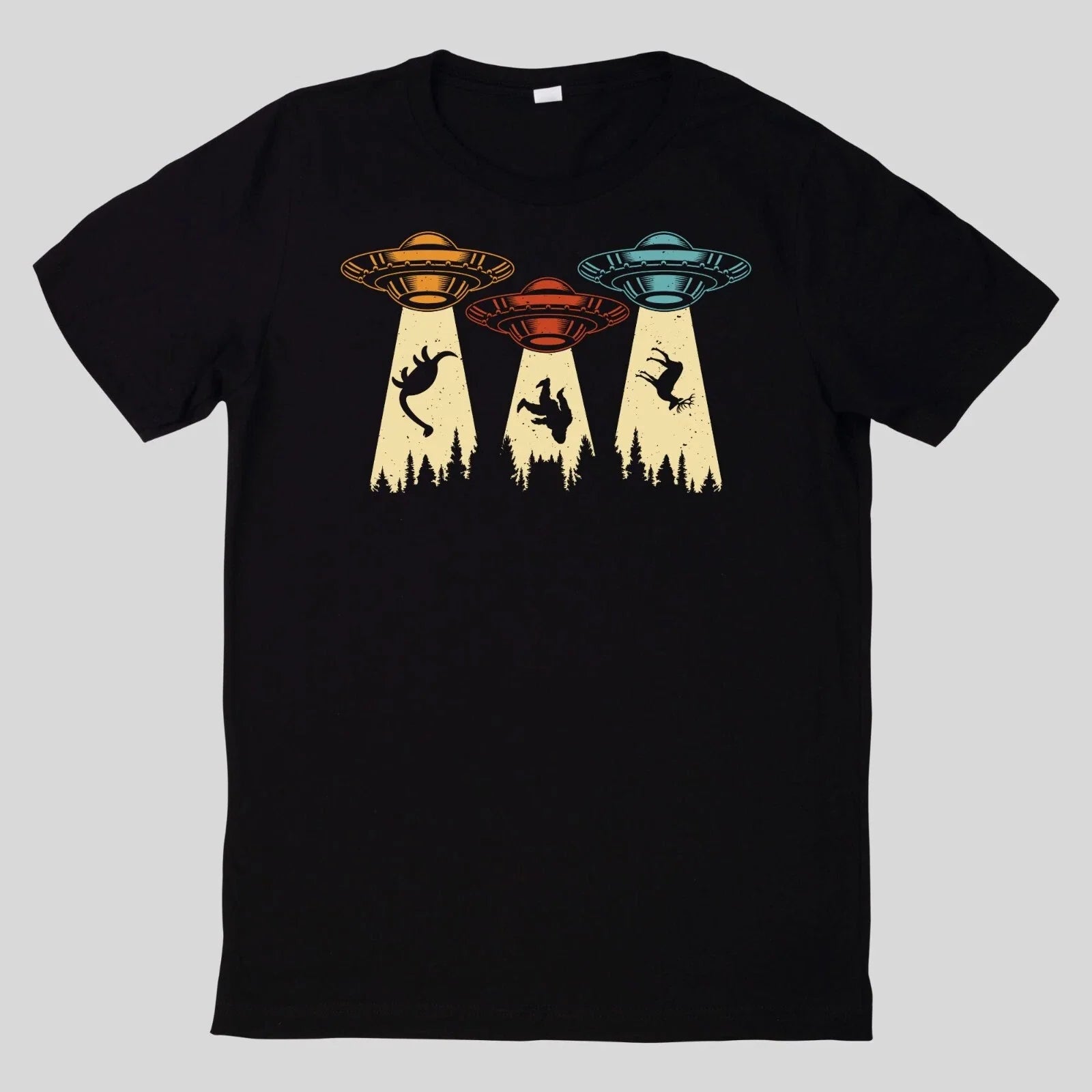 Funny Vintage UFO Alien Cotton T-Shirt Fun Funny Sayings Funny Cartoon