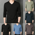 Stylish Green V Neck Long Sleeve TShirt Muscle Workout Tee Top for Men