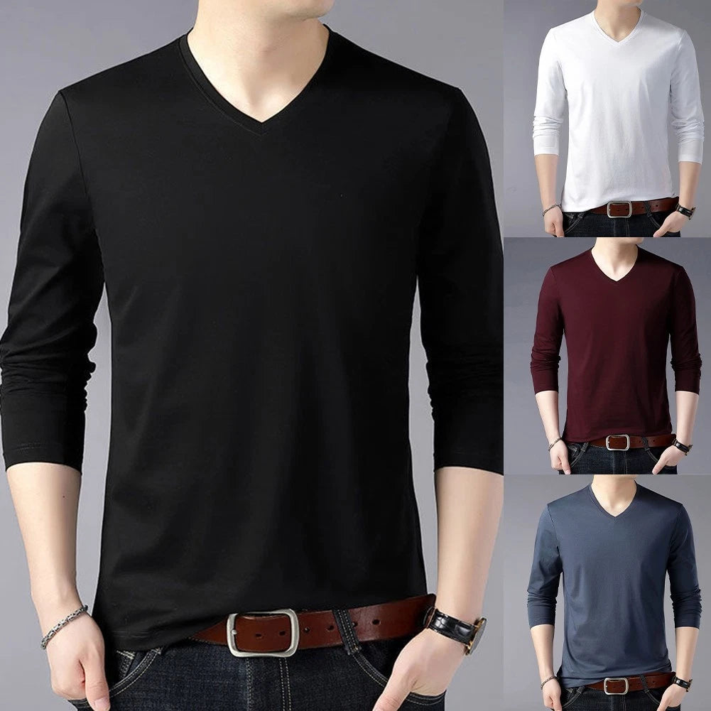 Long Sleeve V-neck Daily Wear Shirts Applicable For Men Casual Wear Option