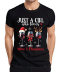 Just A Girl Who Loves Wine & Christmas - Christmas Xmas Gift Christma