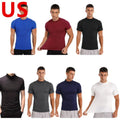 Men's T-Shirts Short Sleeve Mock Neck Thermal Slim Fit Pullovers Undershirt
