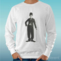 Felpa Man Light Sweater White " Charlie Chaplin " Road To Happiness