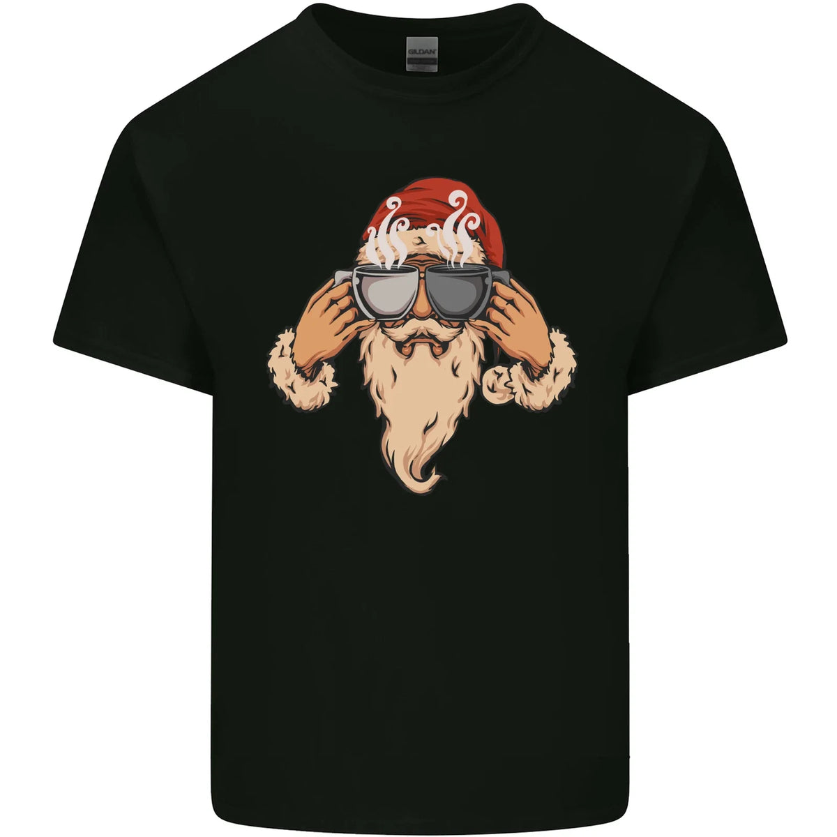 Santa Claus Coffee Funny Christmas Mens Cotton T-Shirt Tee Top