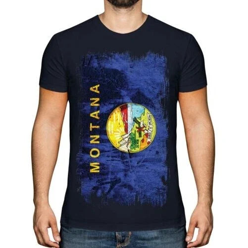 Montana State Grunge Flag Mens T-Shirt Montanan Shirt Jersey Gift