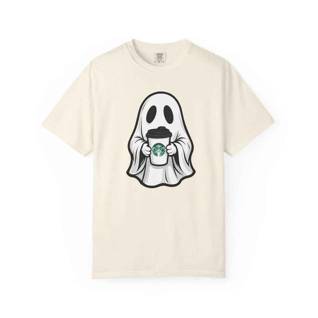 Ghostly Pumpkin Coffee Unisex T-Shirt, Halloween Shirt, Fall Tee, Cute Ghost Top