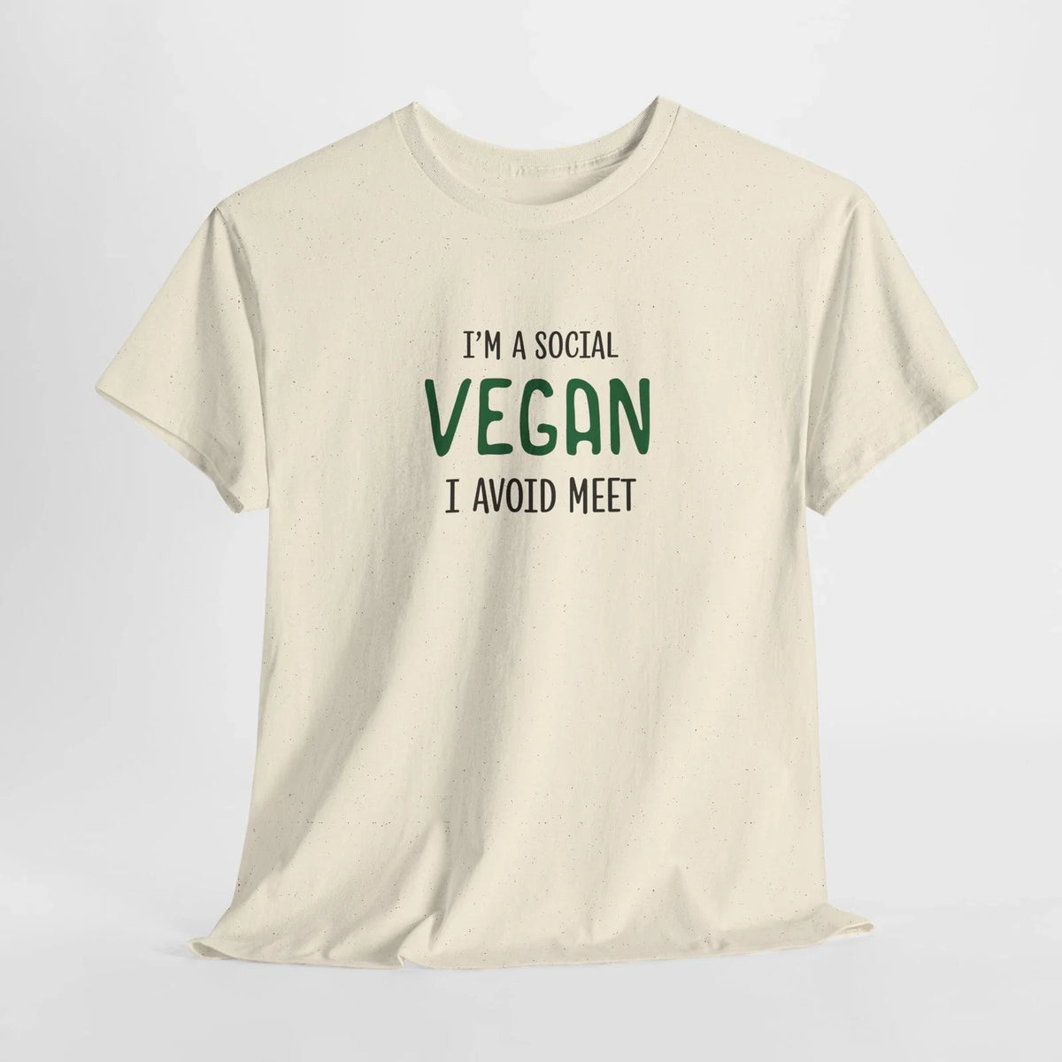 Funny Sarcastic I'm A Social Vegan, I Avoid Meet, Heavy Cotton T-Shirt, 5 Colors
