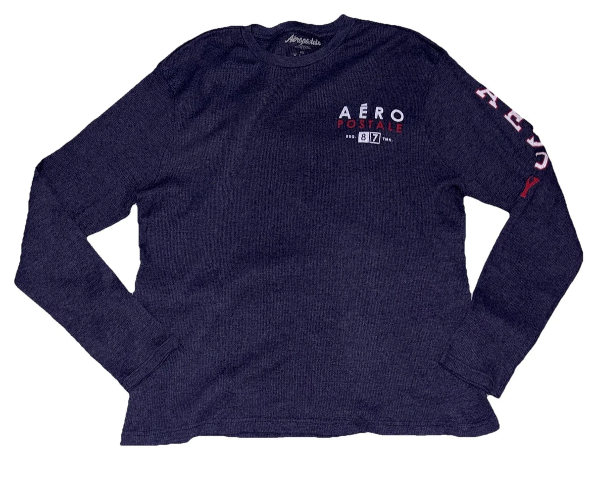 Aeropostale Y2K Spellout Waffle Knit Shirt SZ.2XL Mens  Long Sleeve