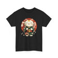 Japanese Lucky Cat T-Shirt | Minimalist Rising Sun Tee | Modern Streetwear Shirt