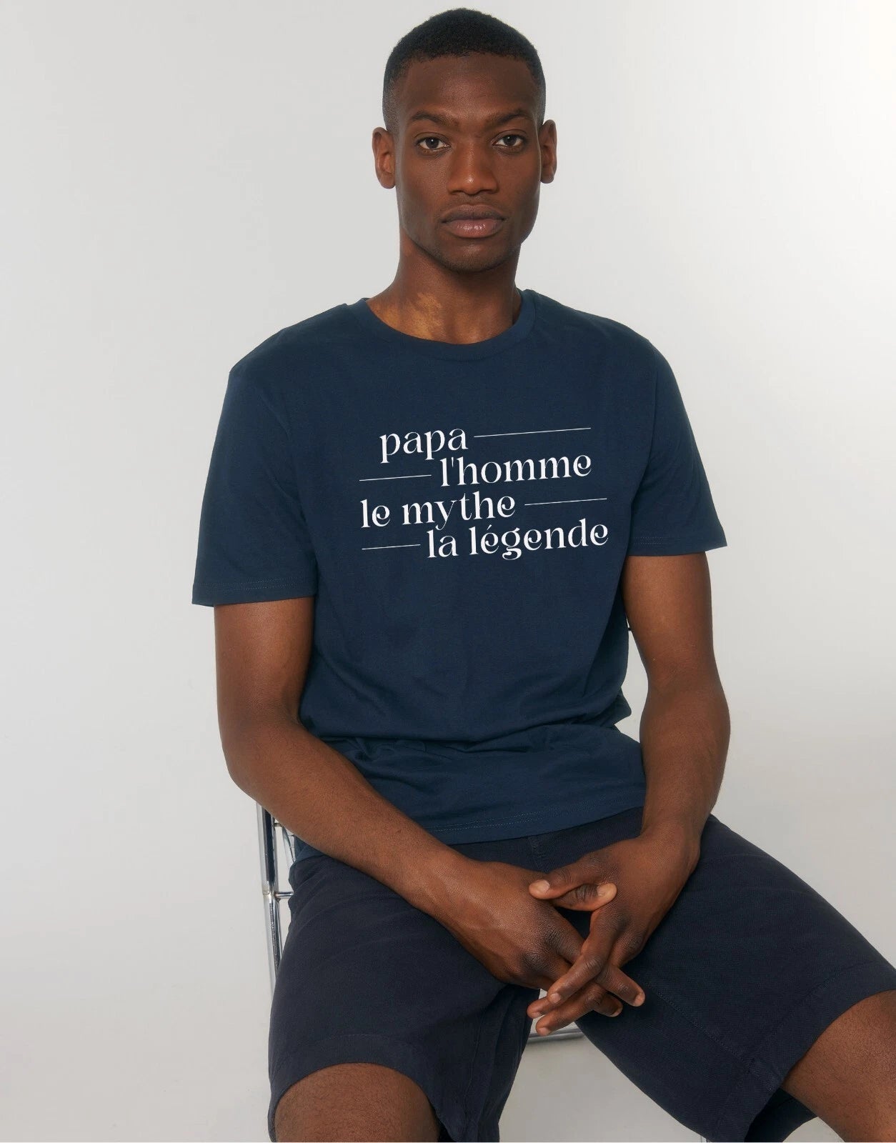 Men's Short Sleeve T-Shirt PAPA MYTH LEGEND Navy Blue