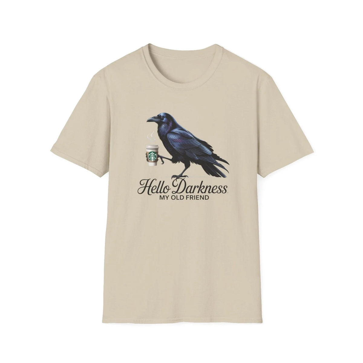 Raven Coffee Unisex T-Shirt, Bird Lover Tee, Gothic Graphic Shirt, Halloween