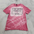 Gildan Shirt Mens L Pink Bleached Multiple Personalities Skull Funny Graphic Tee