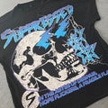 Romwe Mens XL Black Suppressed Skull Lightning Graphic Streetwear T-Shirt XL