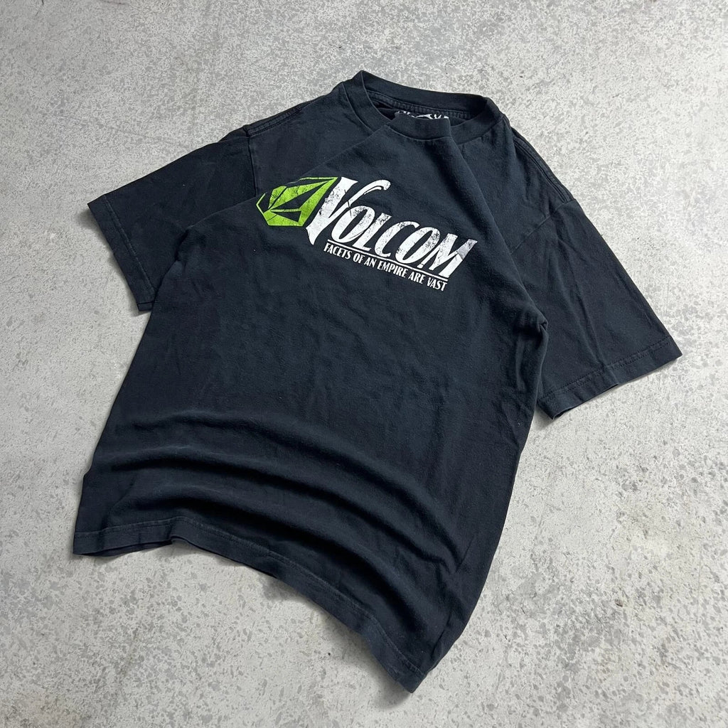 Y2K Volcom Basic Tee Graphic Shirt Sz. S Black Green Streetwear 100% Cotton