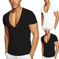 Male T-Shirt V-neck Tee Shirt Athletics Breathable Clothing Fashionable