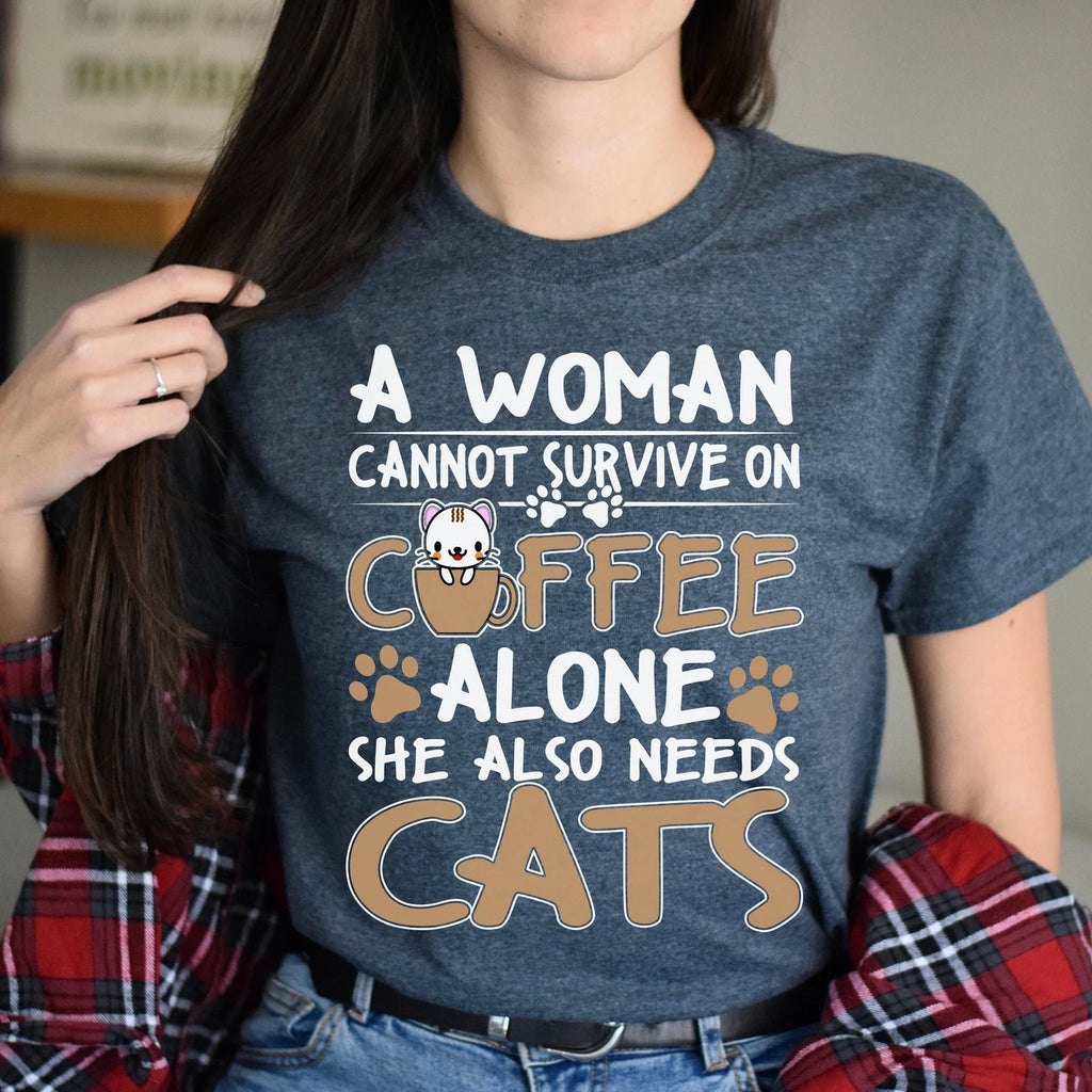 Cats and Coffee Unisex shirt cat owner tee Black Dark Heather