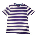 Modern Amusement Y2K Purple & White Stripe T-Shirt Sz L 100% Cotton TINY STAIN
