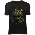 Mystical Skull Nature Art - Moss, Vines, Wildflowers & Glowing Butterflies