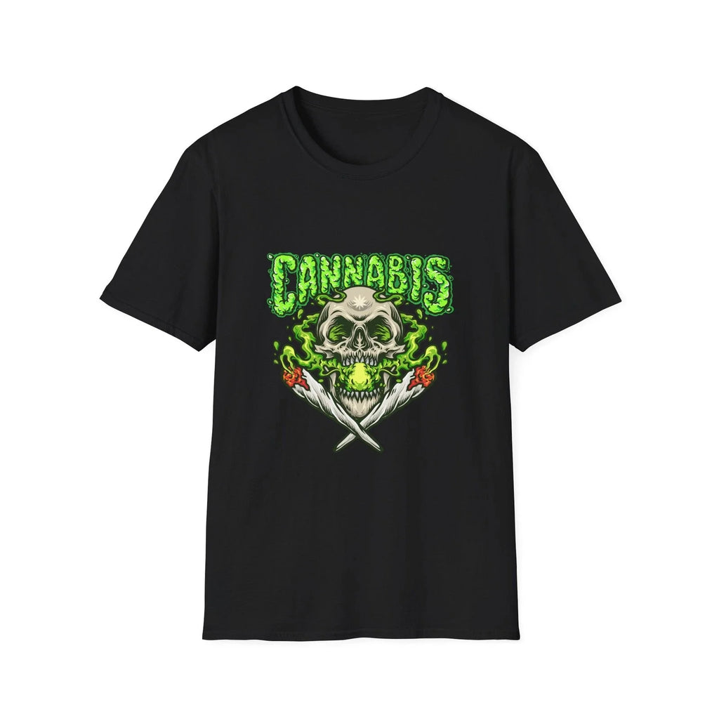 Cannabis Skull Unisex Softstyle T-Shirt, Cool Graphic Tee, Hipster Shirt