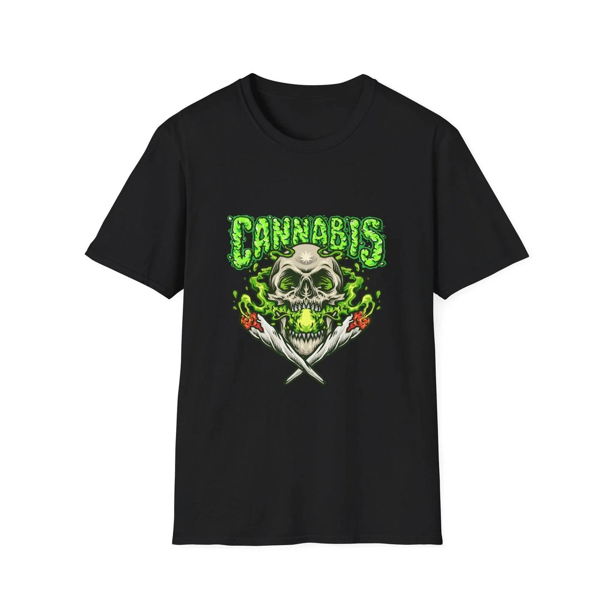 Cannabis Skull Unisex Softstyle T-Shirt, Cool Graphic Tee, Hipster Shirt