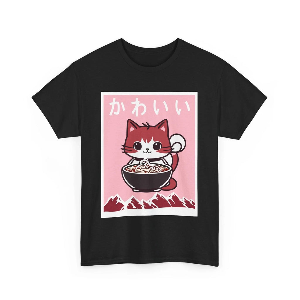 Anime Cat T-Shirt, Kawaii Cat Japanese Art Woodblock Kitten Funny Shirt