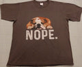 Unisex XL Gray Lazy Melting Bulldog NOPE Funny Graphic T Shirt