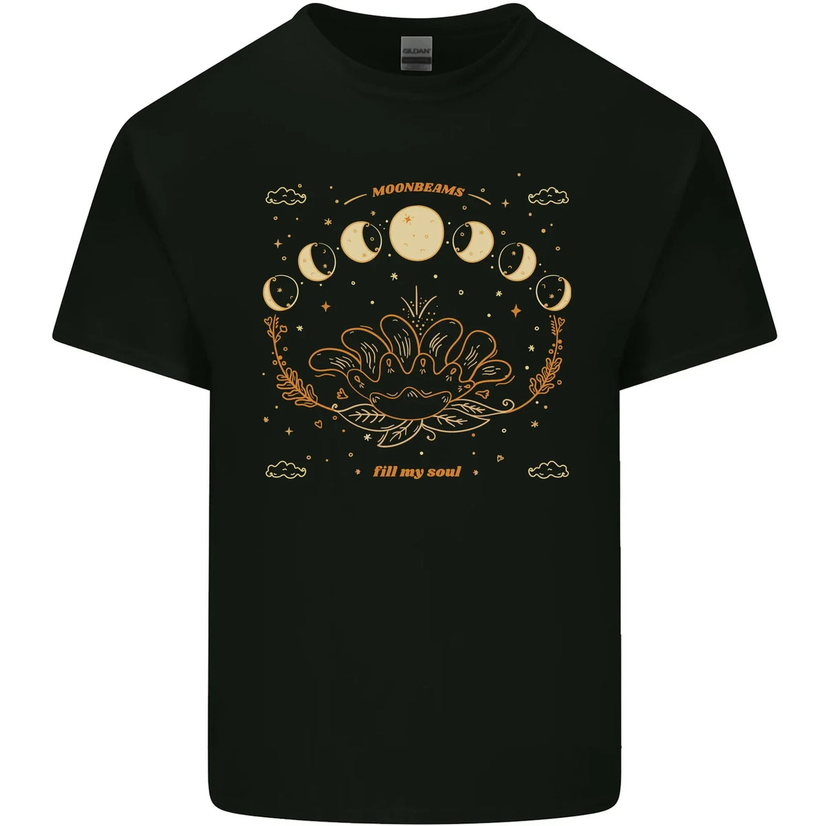 Moonbeams Moon Phases Celestial Pagan Mens Cotton T-Shirt Tee Top