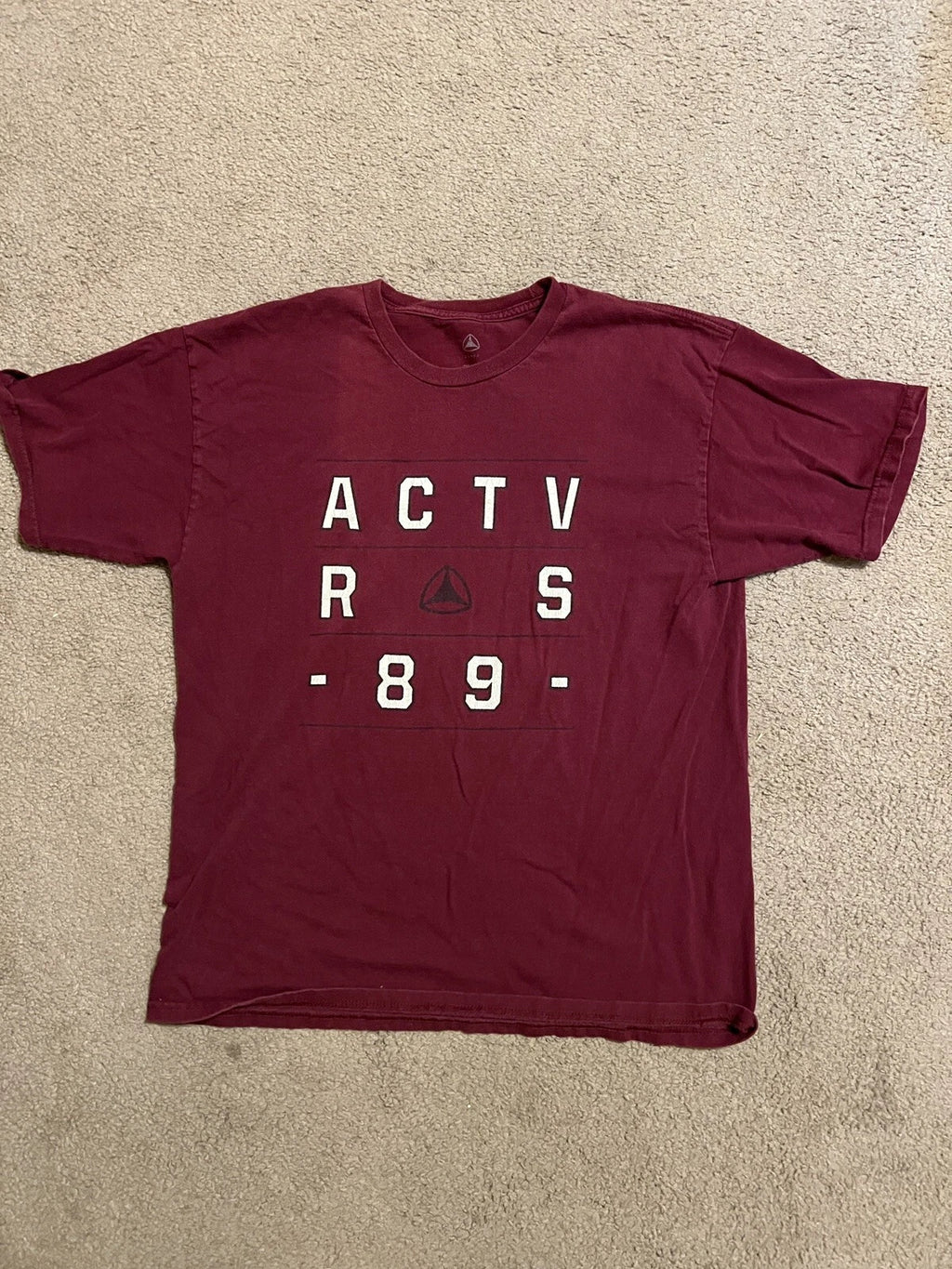 ACTIVE Rideshop Mens Large Short Sleeve T Shirt Maroon Cotton