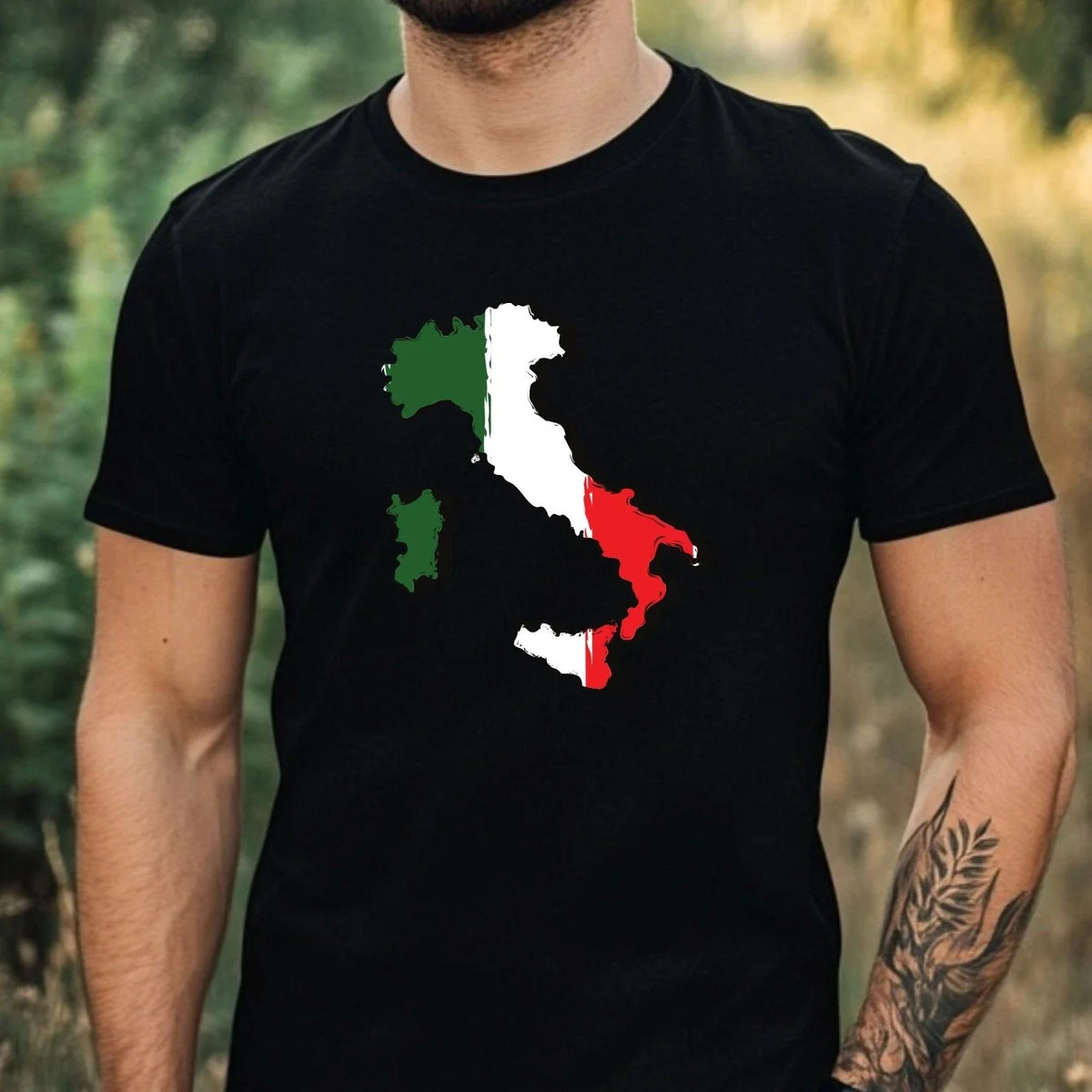 Mens Italy Flag Motif Cotton T-Shirt Size XS to 5XL