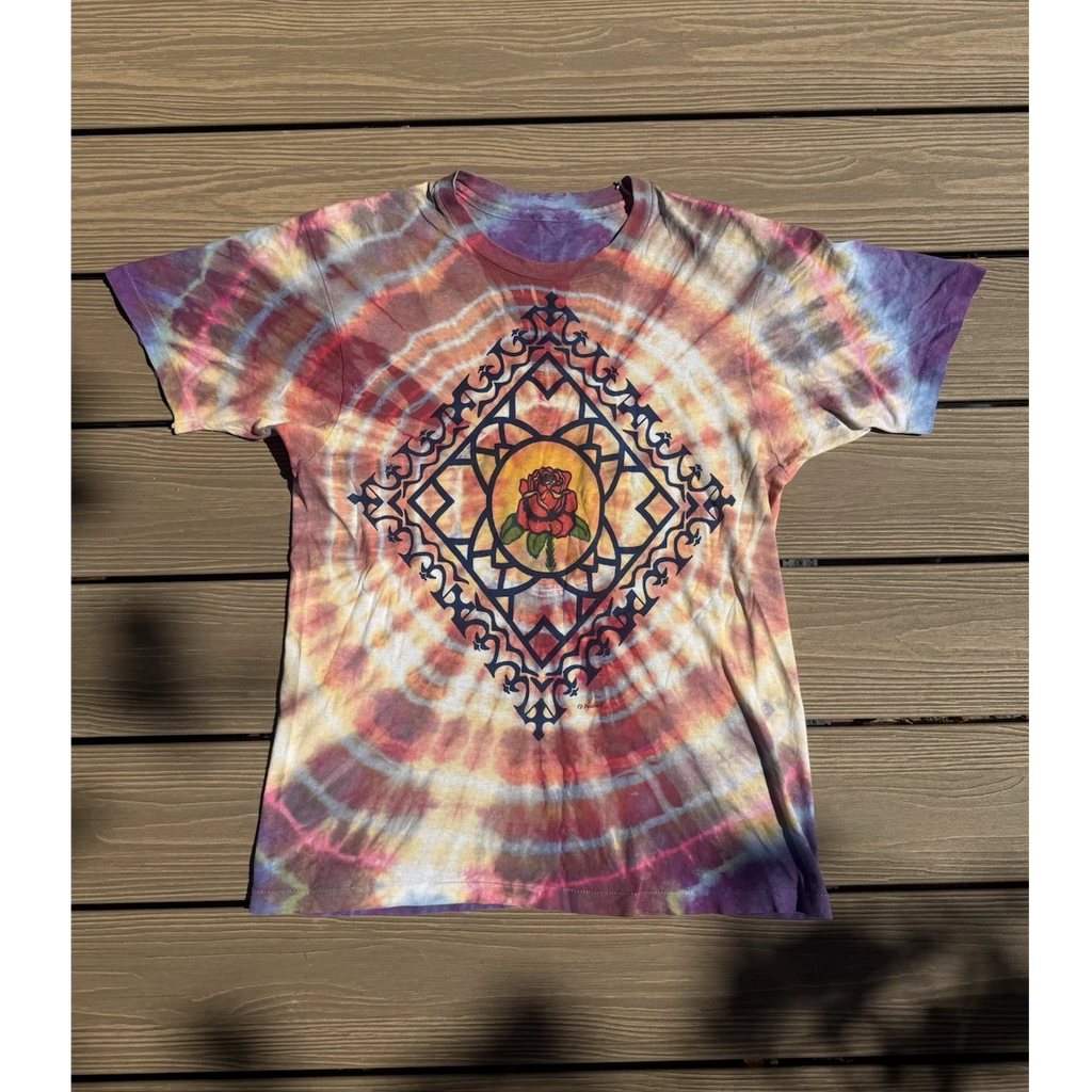 Ed Donahue tie dye rose graphic Grateful Dead tee size M/L rare and unique!