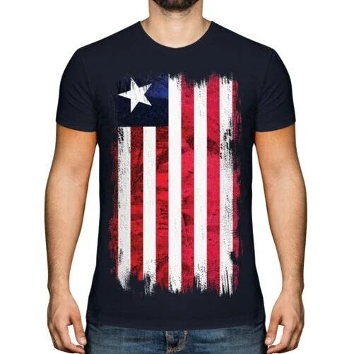 Liberia Grunge Flag Mens T-Shirt Liberian Football Jersey Gift