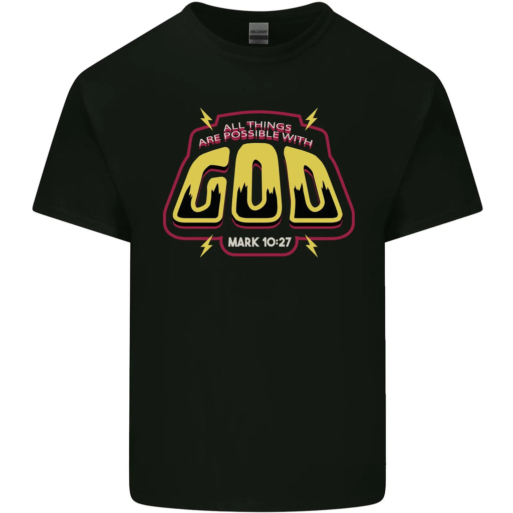 Possible With God Christianity Christian Mens Cotton T-Shirt Tee Top