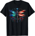 American Flag Dragonfly Patriotic 4th of July Red White Blue USA Pride T-Shirt