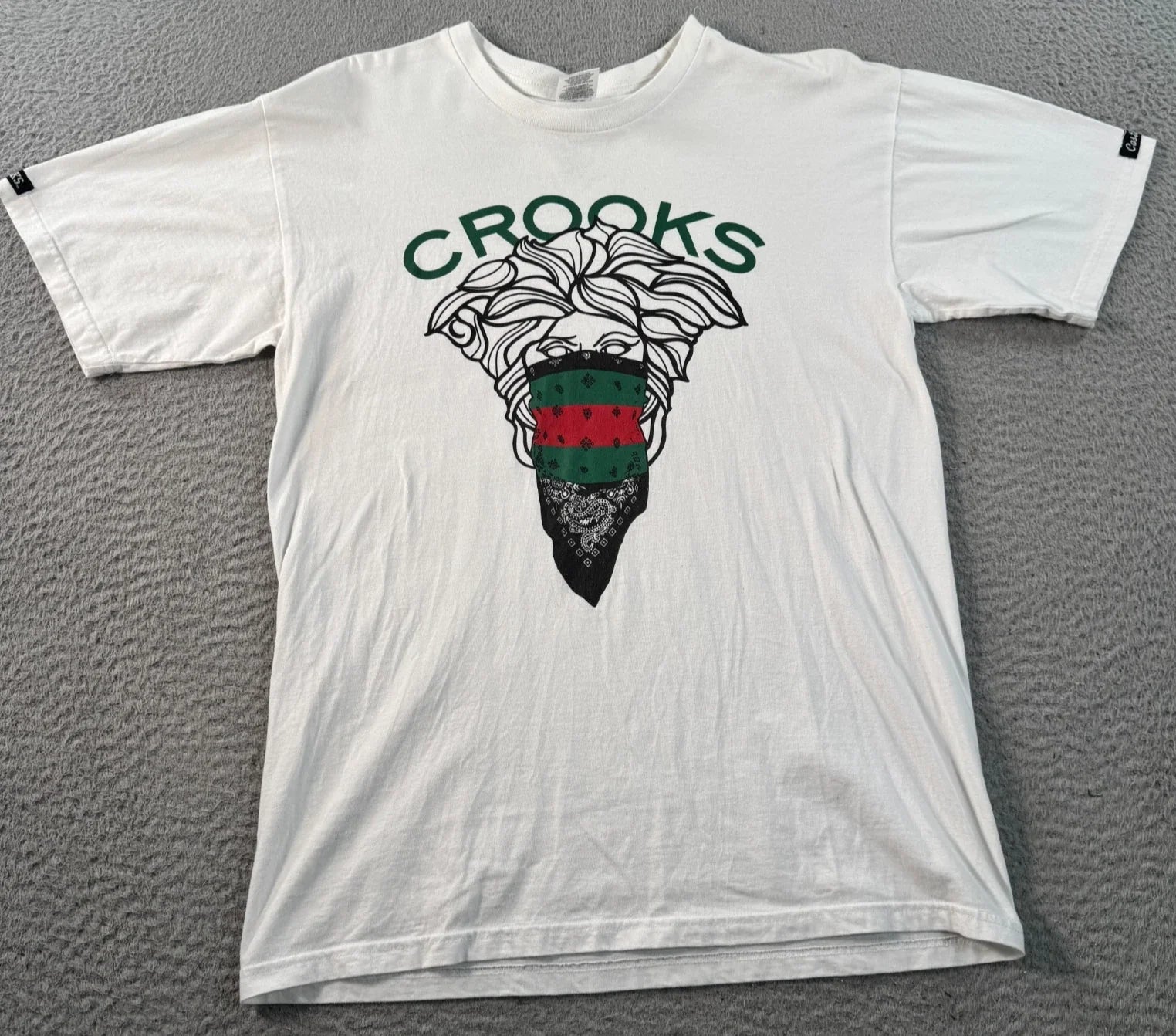 Crooks & Castles Shirt Men Medium White Medusa Big Face Graphic Tee Streetwear