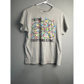 Brisco Brands Gray Im Fine Everything Is Fine Christmas Lights Novelty T-Shirt M