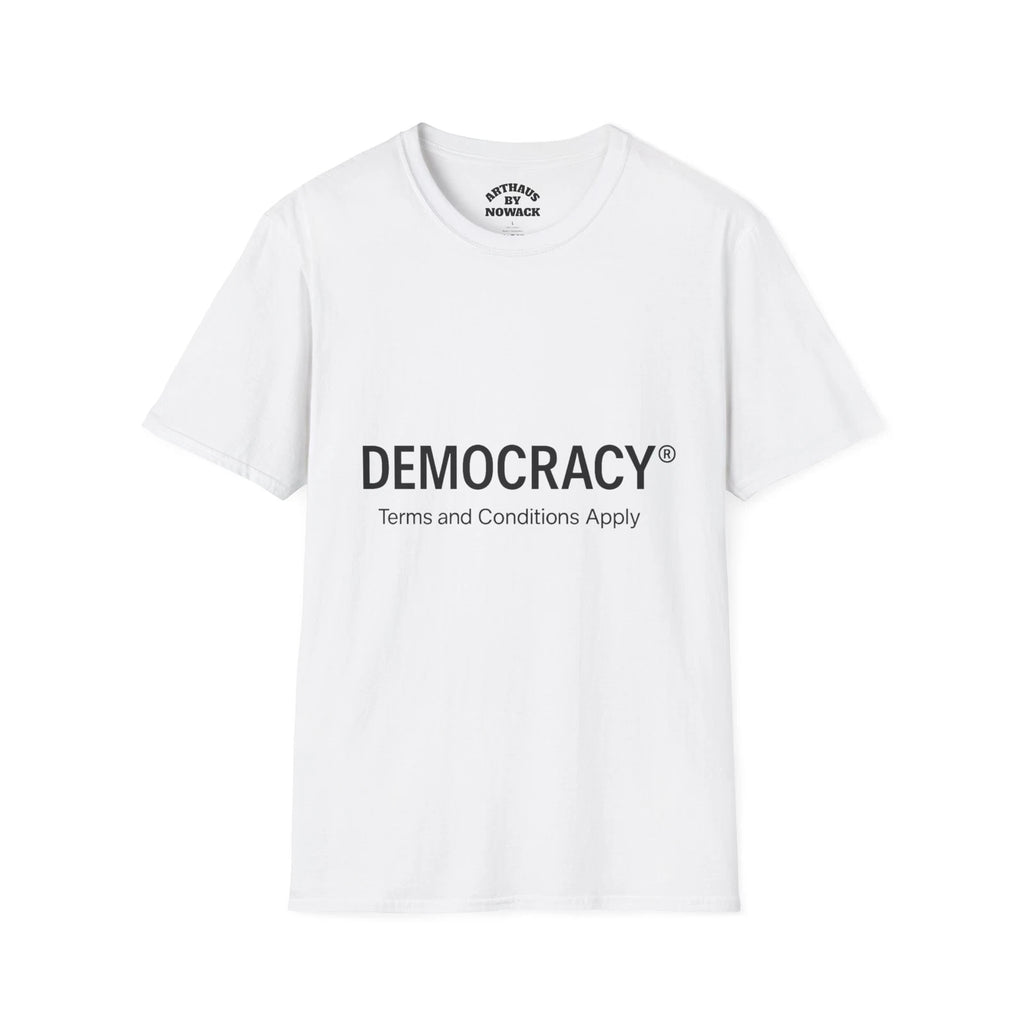 'DEMOCRACY®' Design, Terms and Conditions, Modern Typography, Political Tee