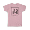 Gift T-Shirt : GENeVE Switzerland Square Modern Minimalist Font